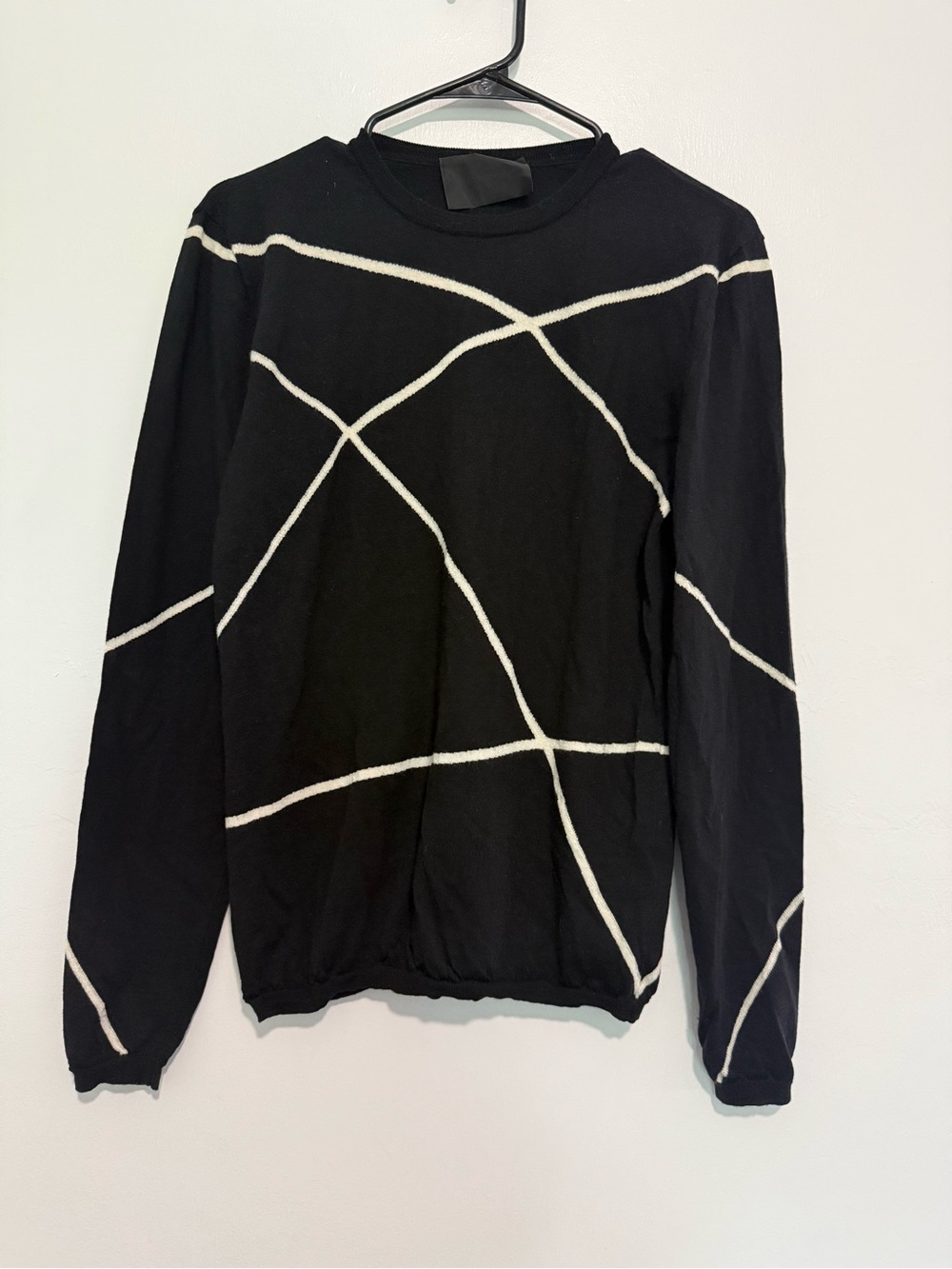 Les Hommes Sweatshirt Mens Black Geometric Long Sleeve Cotton sIZE 48